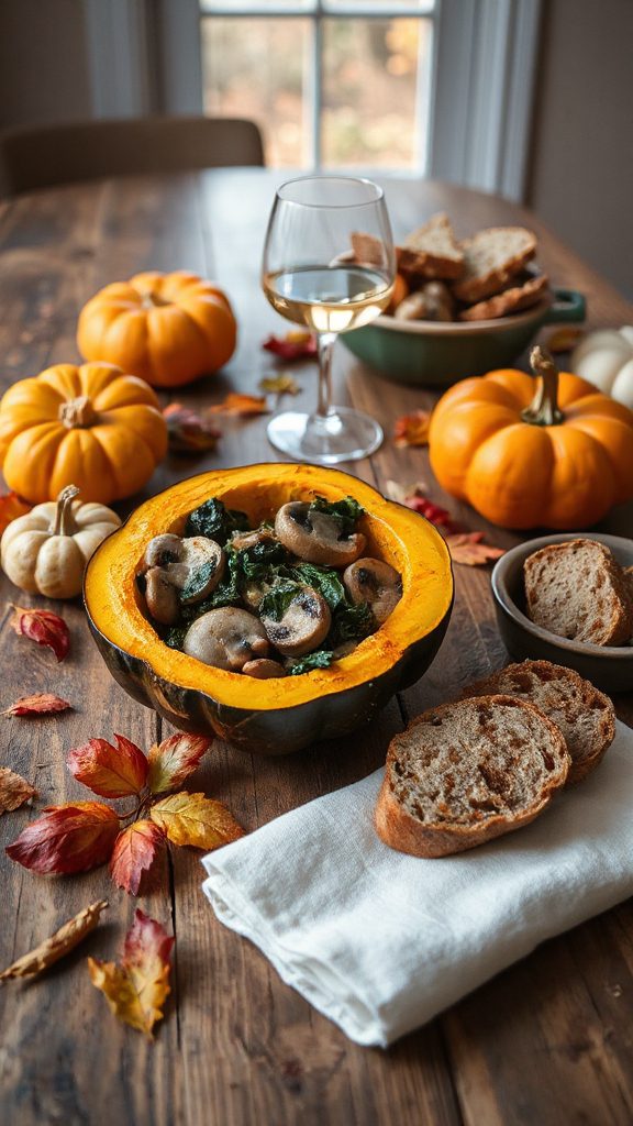 creamy mushroom spinach acorn squash