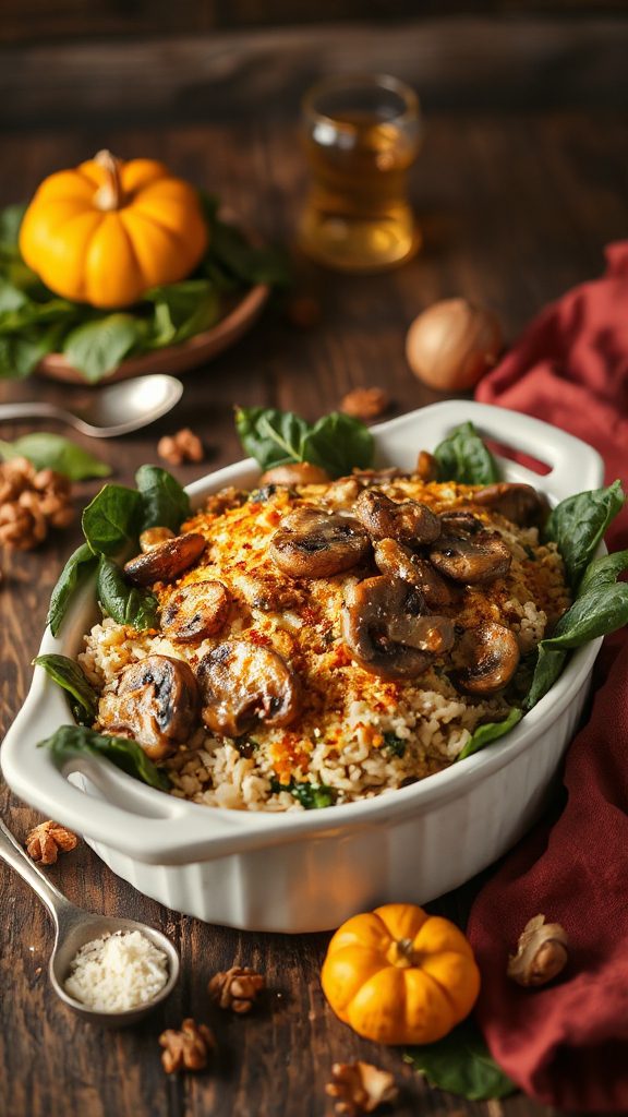 creamy mushroom spinach casserole