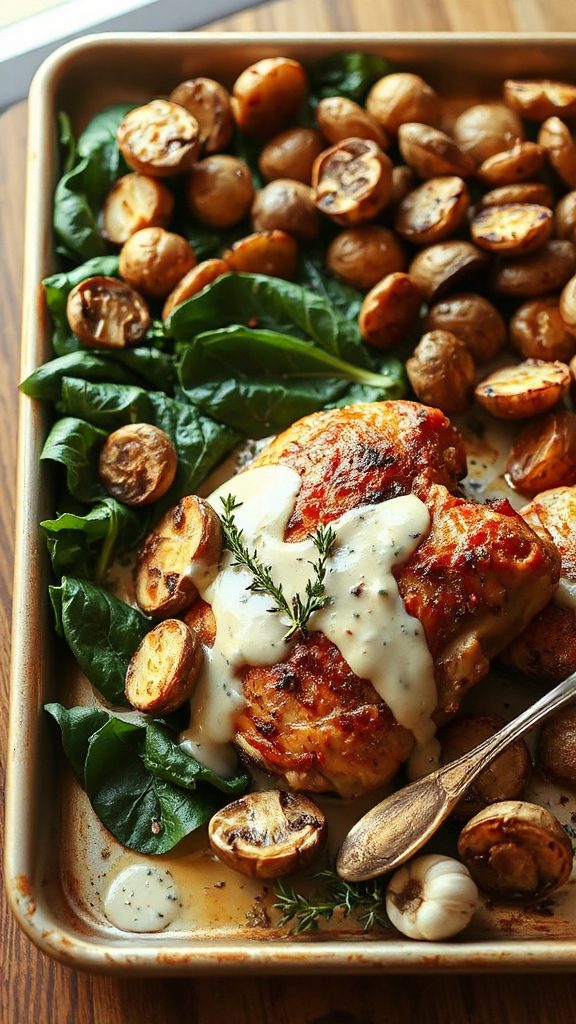 creamy mushroom spinach chicken