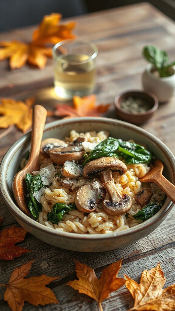 creamy mushroom spinach orzo
