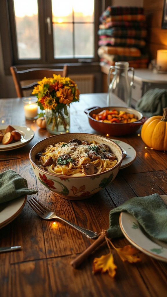 creamy mushroom spinach pasta