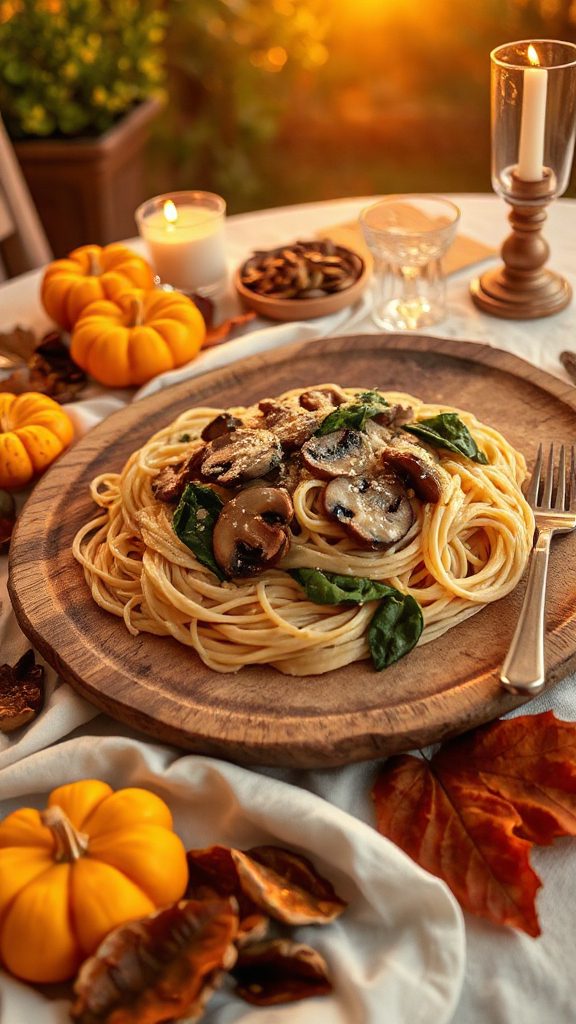 creamy mushroom spinach pasta