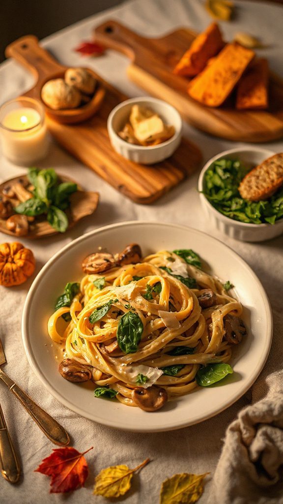 creamy mushroom spinach pasta