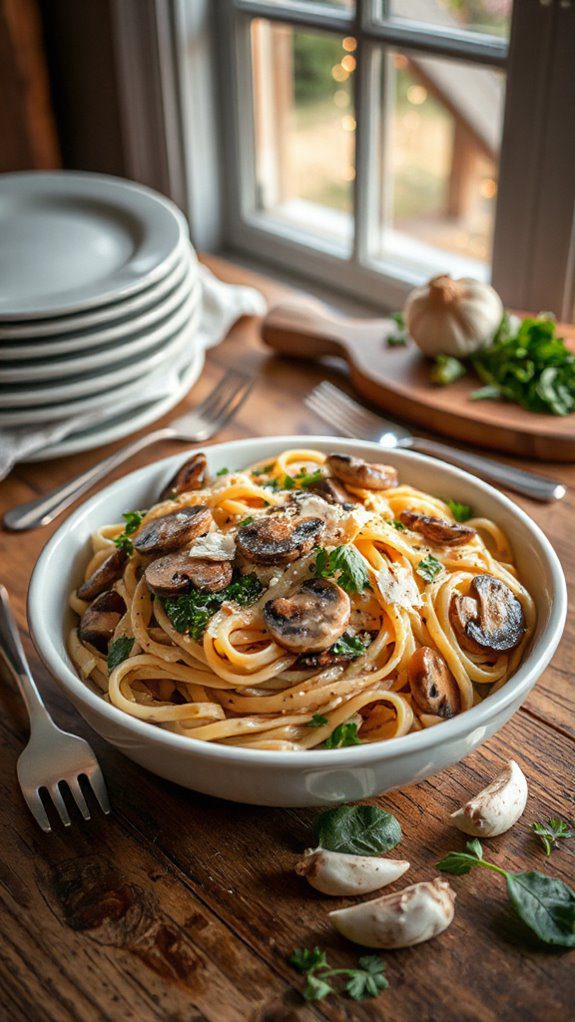 creamy mushroom spinach pasta recipe