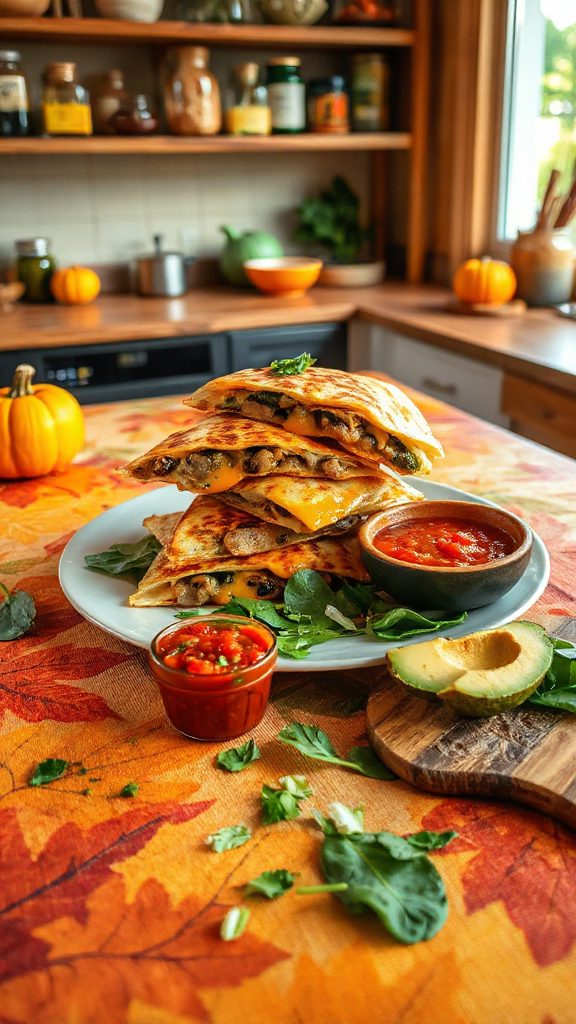creamy mushroom spinach quesadillas creamy mushroom spinach quesadillas
