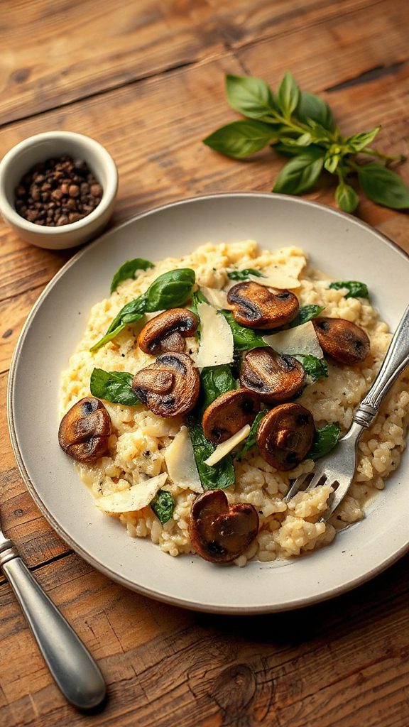 creamy mushroom spinach risotto creamy mushroom spinach risotto