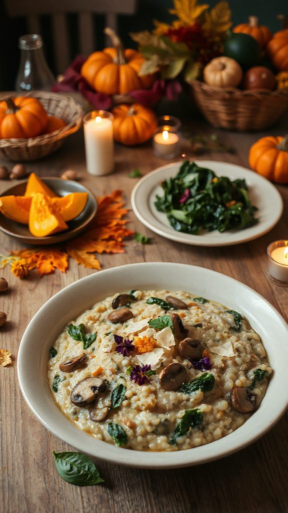 creamy mushroom spinach risotto