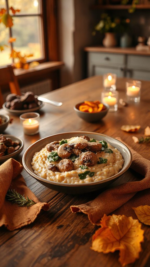 creamy mushroom spinach risotto