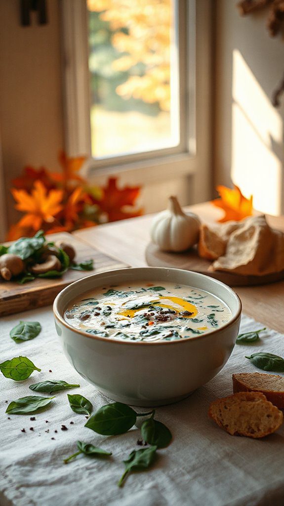 creamy mushroom spinach soup
