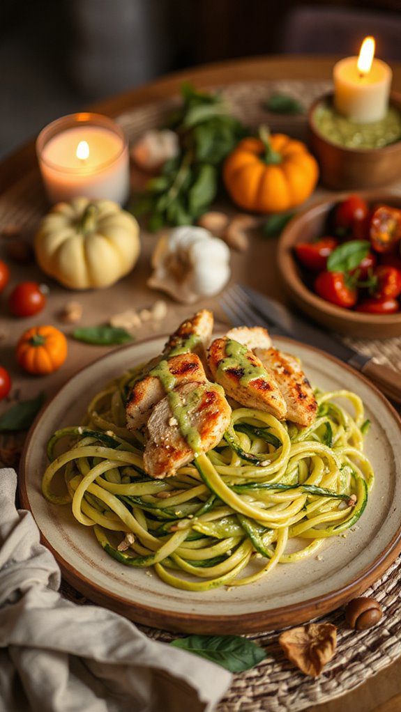 creamy pesto chicken zucchini