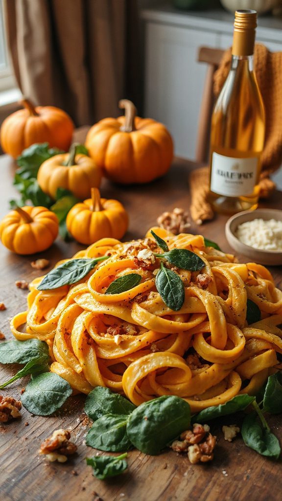 creamy pumpkin alfredo pasta