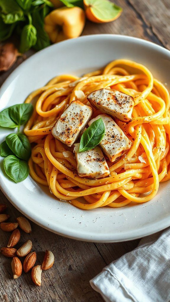 creamy pumpkin chicken pasta