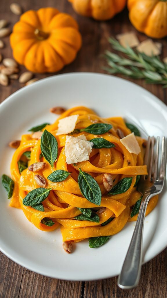 creamy pumpkin spinach pasta
