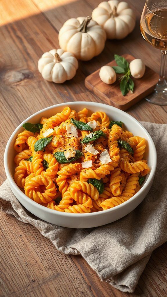 creamy pumpkin spinach pasta