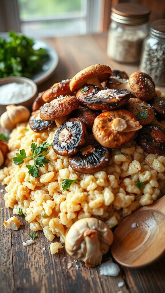 creamy roasted mushroom risotto