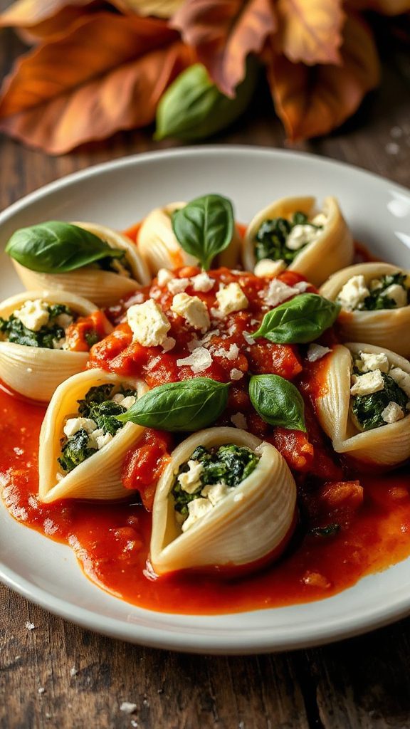 creamy spinach and feta shells creamy spinach and feta shells