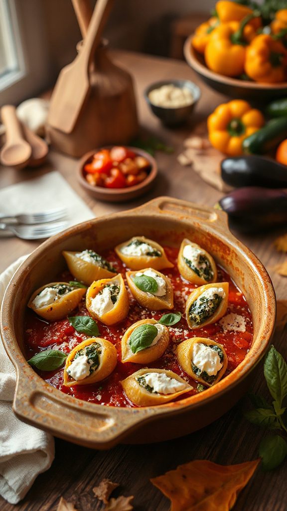creamy spinach ricotta shells