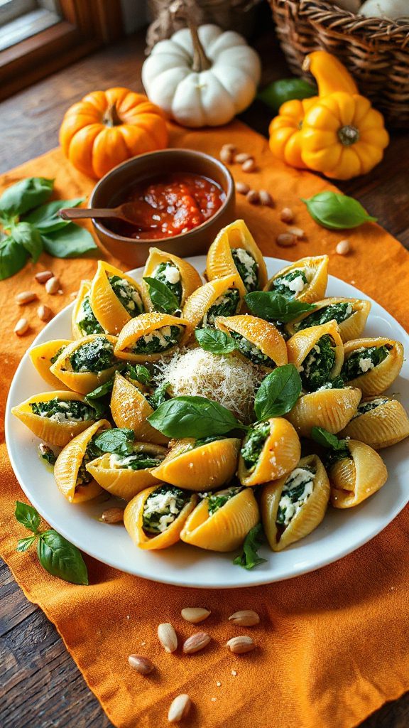 creamy spinach ricotta shells