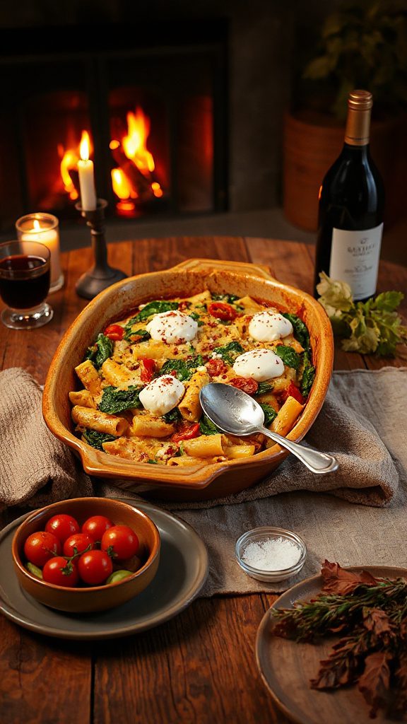 creamy spinach ricotta ziti