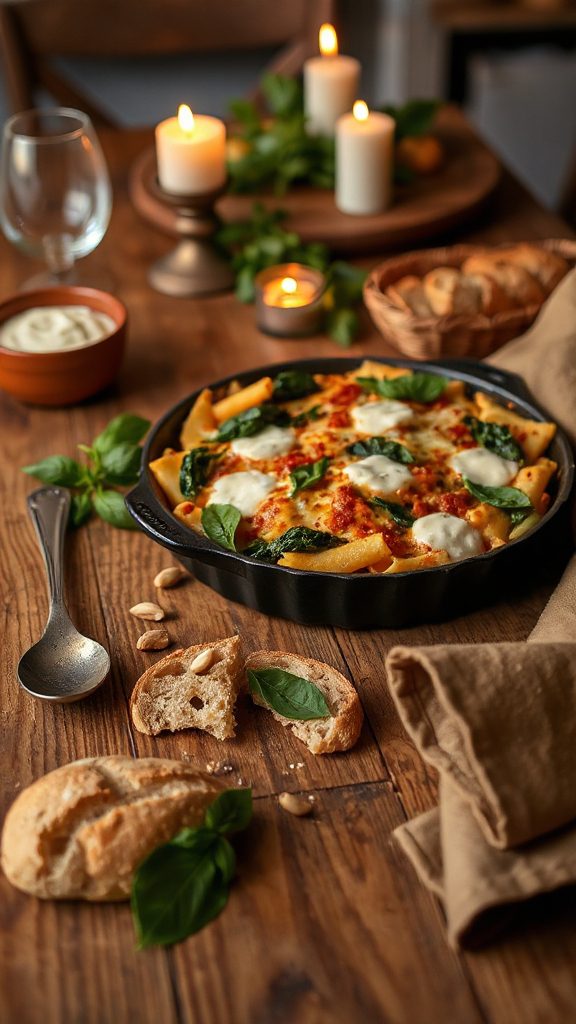 creamy spinach ricotta ziti