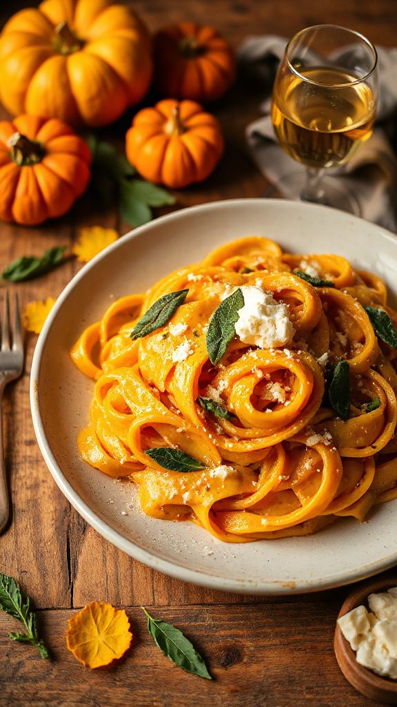creamy vegetarian pumpkin pasta