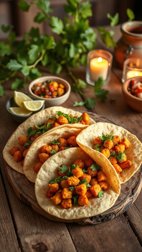 crispy chickpea sweet potato tacos