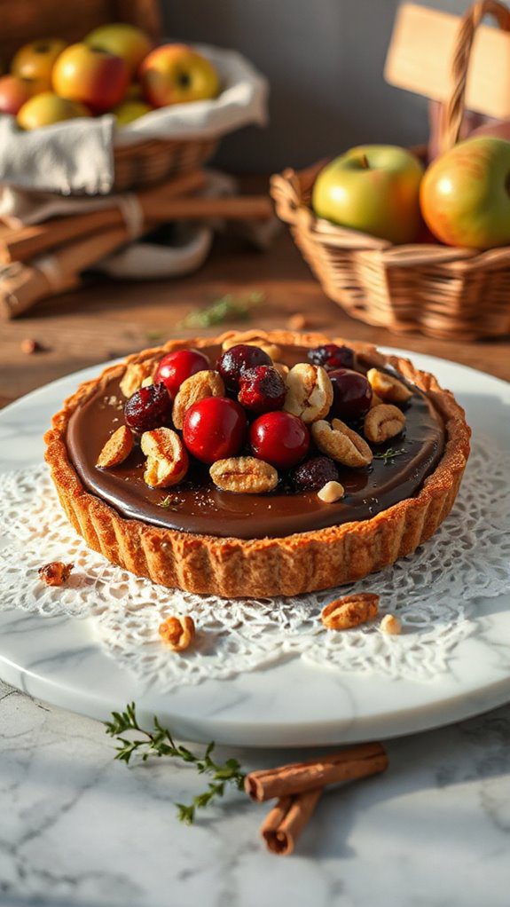 elegant chocolate cranberry tart