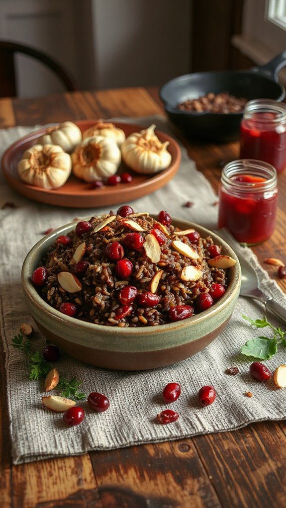 garlic cranberry almond rice