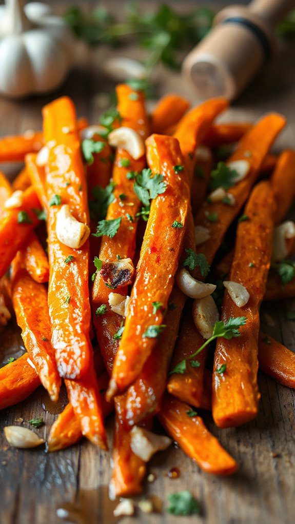 garlic herb maple carrot fries