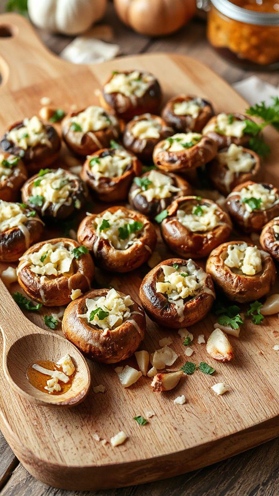 garlic parmesan stuffed mushroom caps