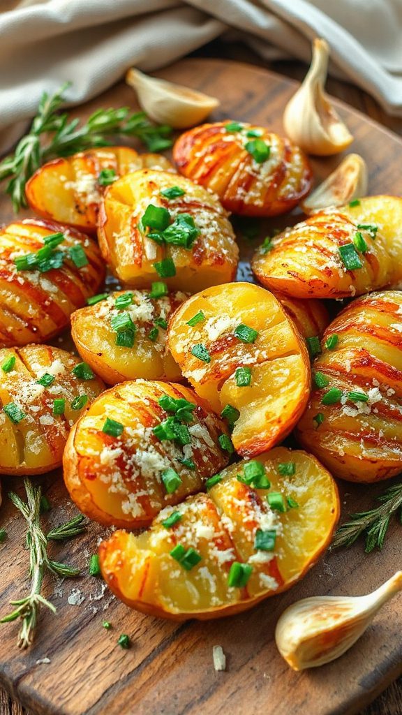 garnished garlic parmesan potatoes garnished garlic parmesan potatoes