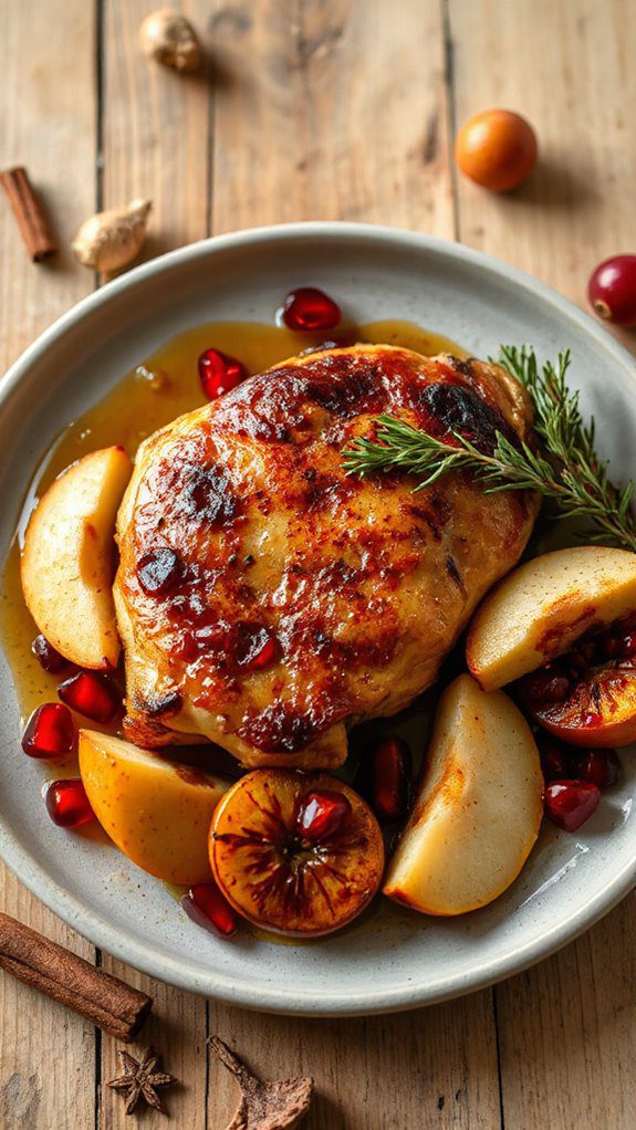 ginger spiced chicken with fruits