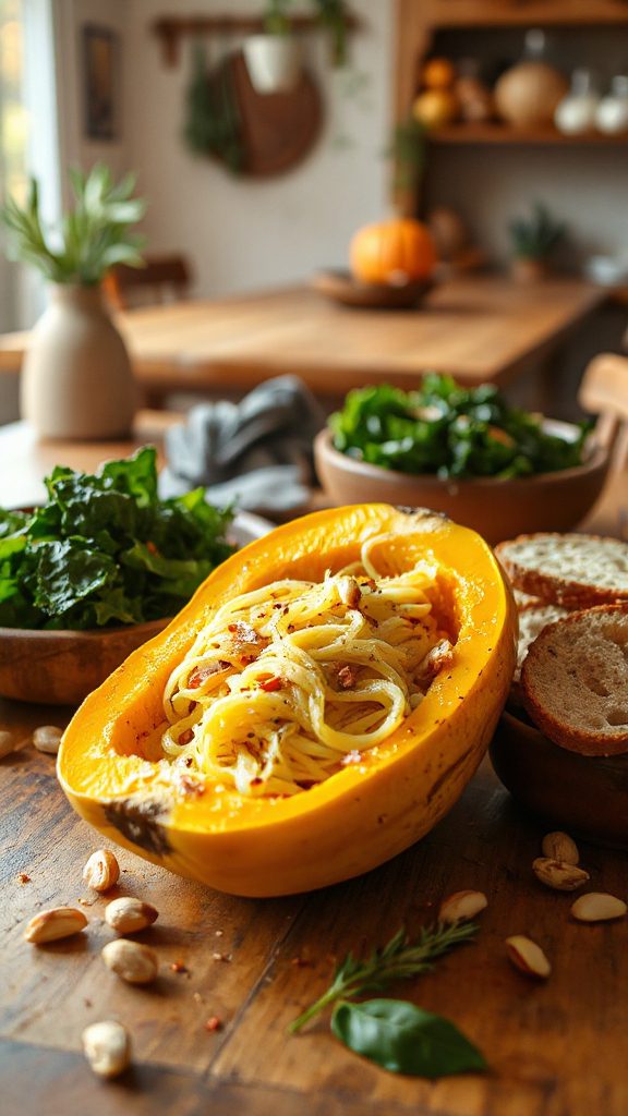 healthy garlic kale spaghetti squash