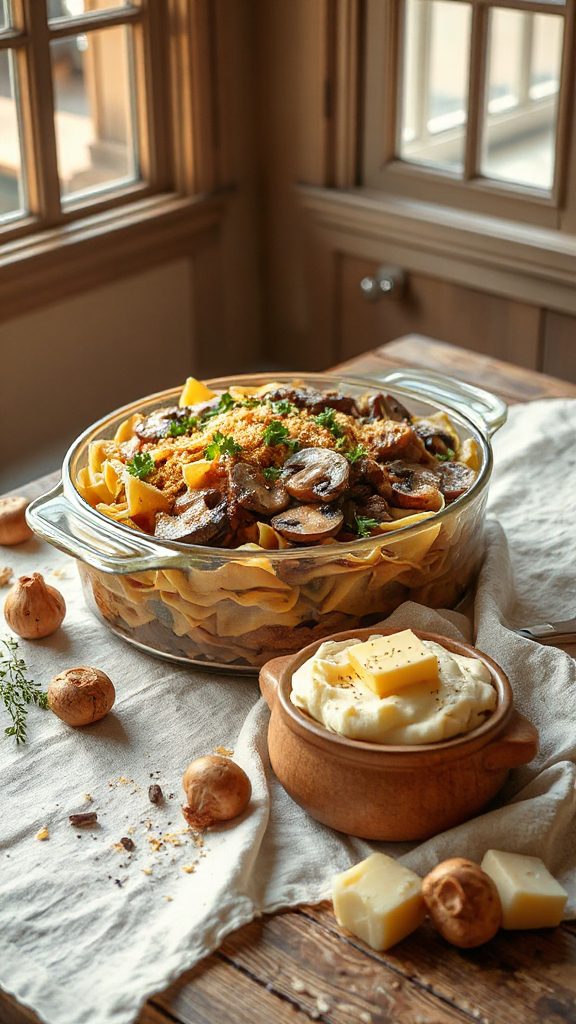 hearty beef mushroom casserole