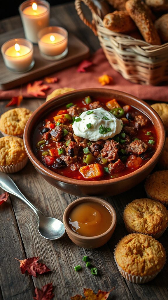hearty fall chili dinner
