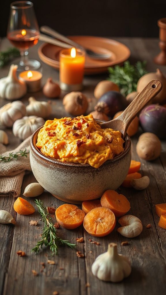 hearty garlic root vegetable mash