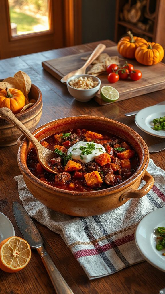 hearty pumpkin beef chili