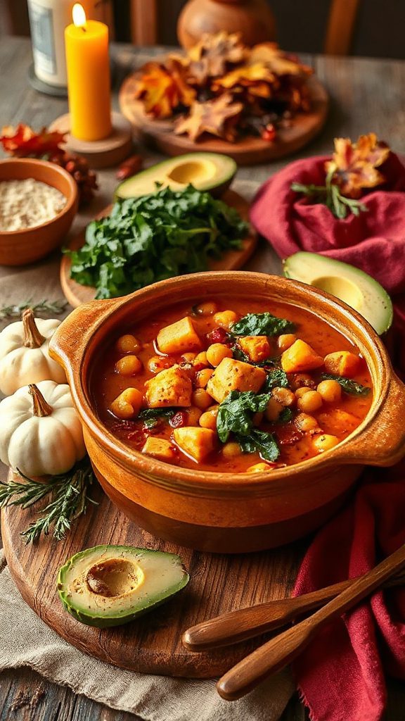 hearty spicy chickpeas sweet potatoes