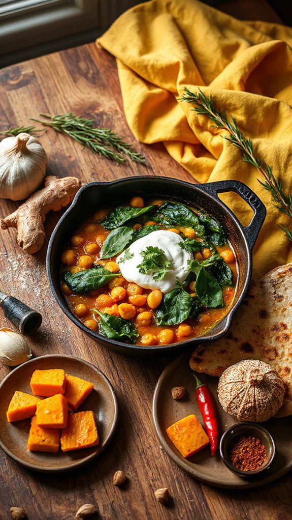 hearty spinach chickpea curry