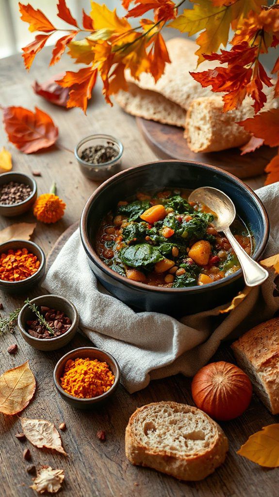 hearty spinach lentil stew
