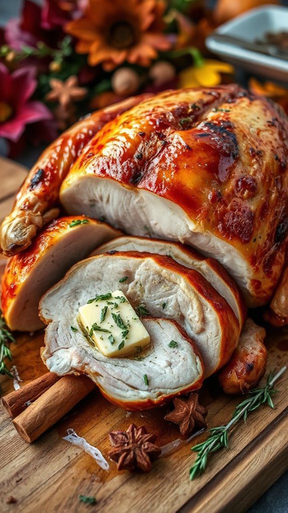 herb butter under turkey skin