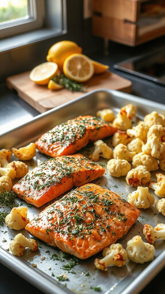 herb crusted salmon with cauliflower