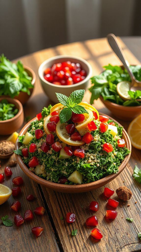 herbaceous kale pomegranate tabbouleh herbaceous kale pomegranate tabbouleh