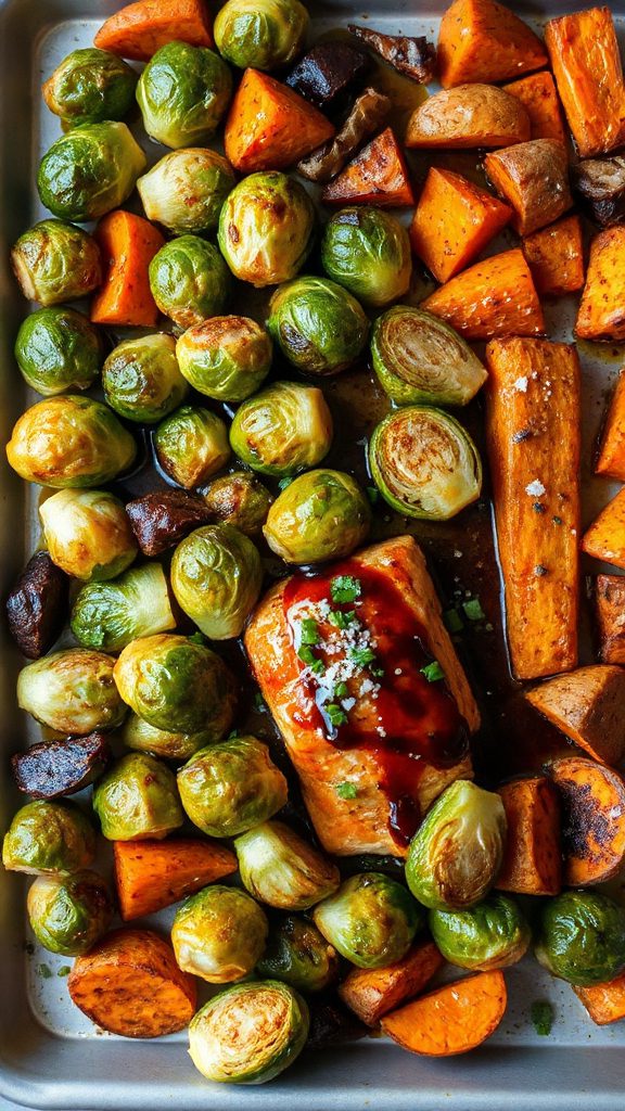honey balsamic salmon brussels sprouts