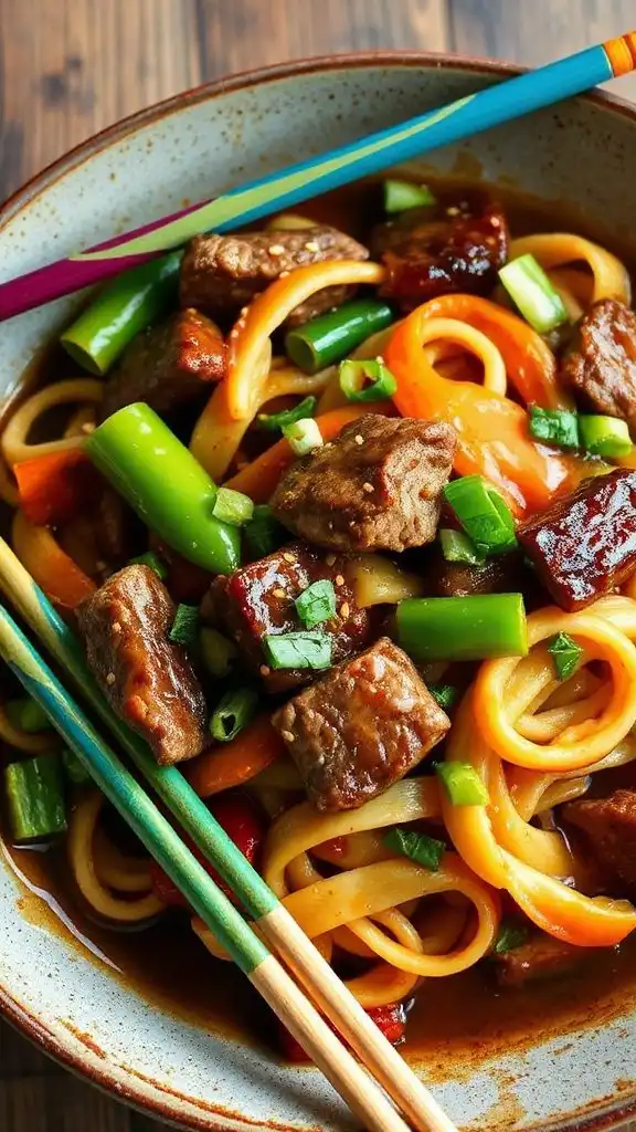 honey garlic beef noodles