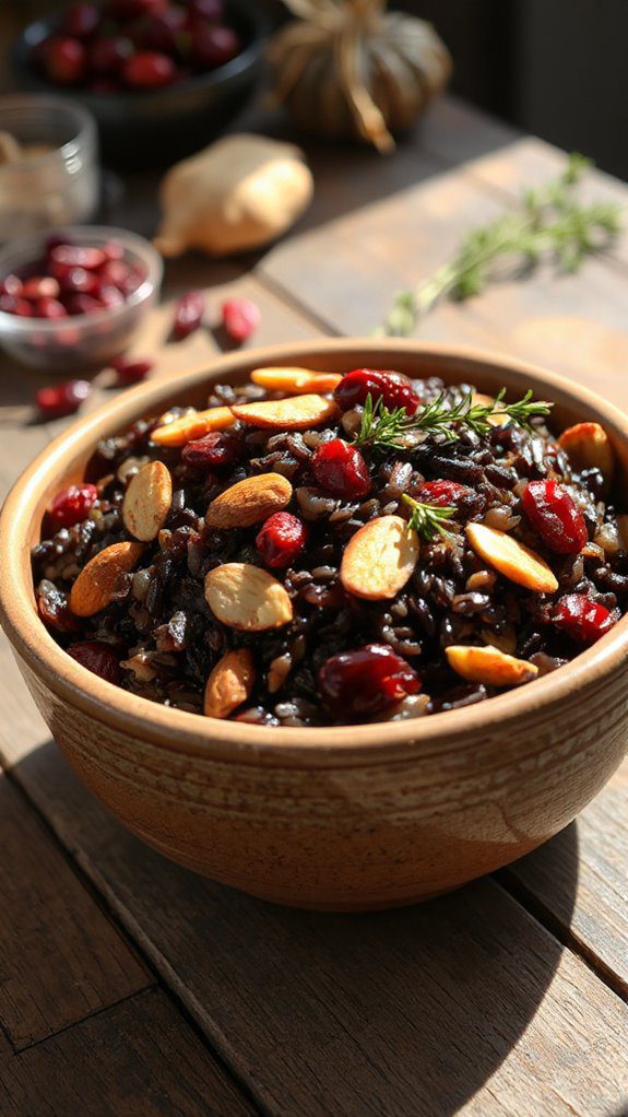 maple glazed cranberry almond rice