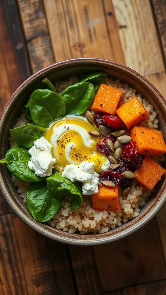 millet spinach feta bowl millet spinach feta bowl