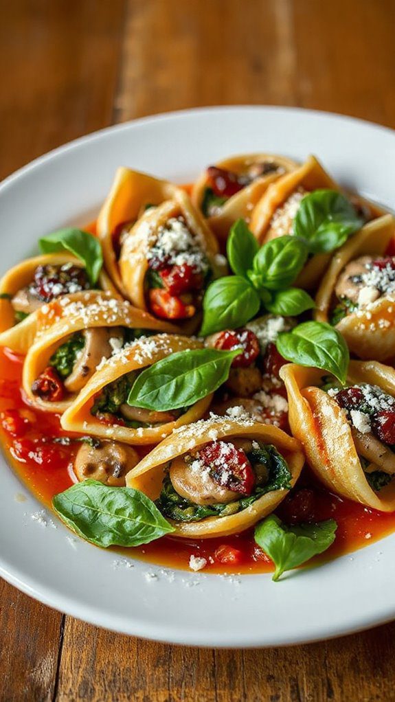 mushroom spinach tomato stuffed shells