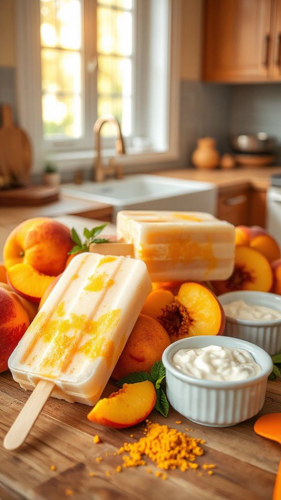 nutritious peach ginger popsicles