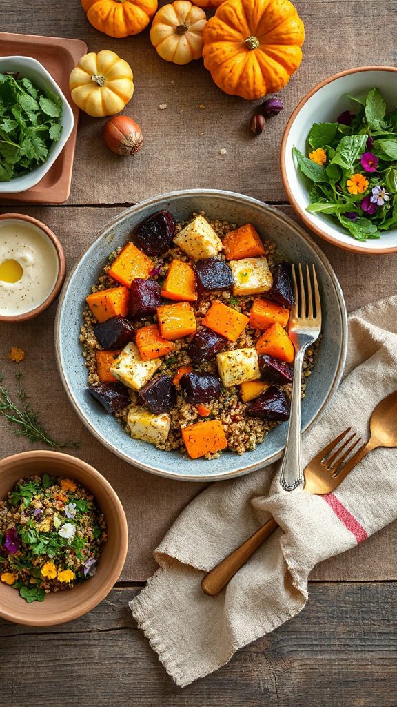 nutritious roasted quinoa salad